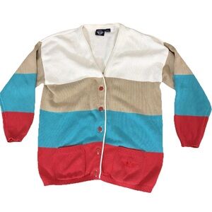 Dockets Vintage 90’s Cardigan women’s Button up relaxed fit sweater medium